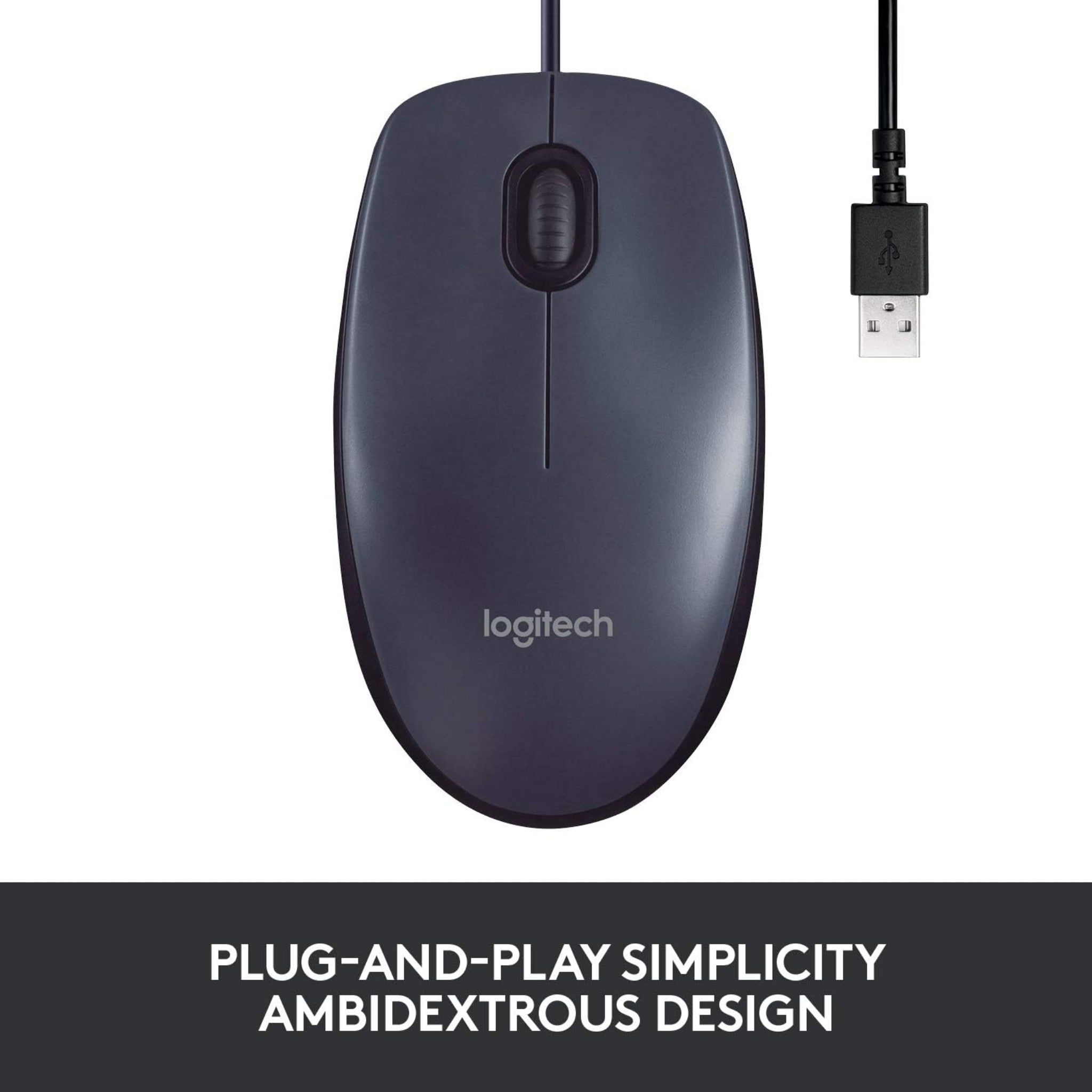 Logitech B100 Optical USB Mouse Black Grey