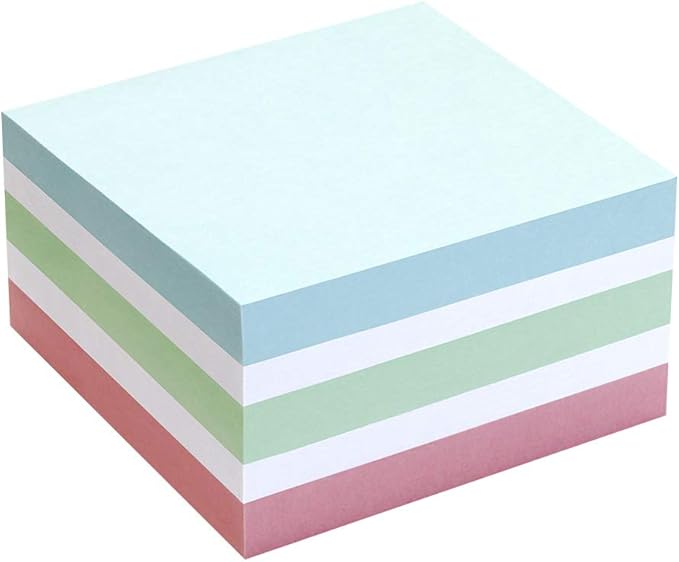 inFO Notes Pastel Mix Cube 75 x 75 mm, 400 Sheets – Pastel Blue/White/Pastel Green/White/Pastel Rose