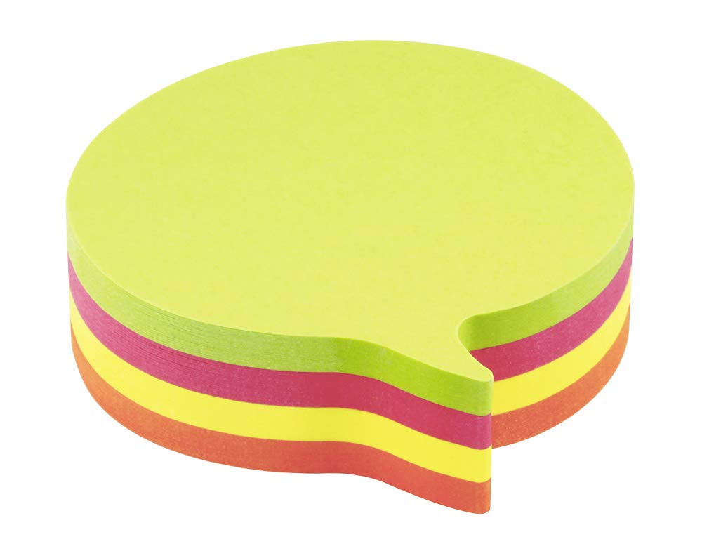inFO Notes Shaped Cube 70 x 70 mm “Speech Bubble”, 200 Sheets – Green/Pink/Yellow/Orange