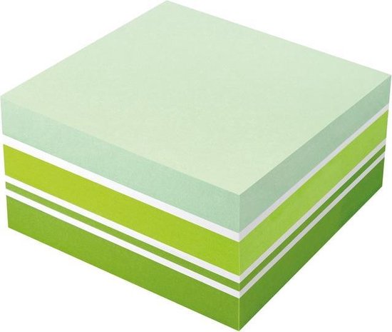 inFO Notes Green Mix Cube 75 x 75 mm, 400 Sheets – Pastel Green/Brilliant Green/Lemon Green
