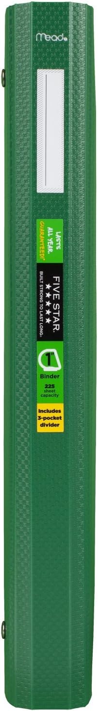 Five Star Binder, 1" D-Ring, Includes 3-Pocket Divider
