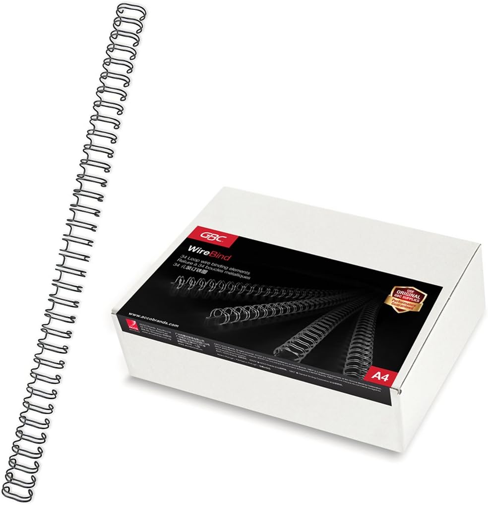GBC WireBind Binding Wires 9.5 mm Black A4 34-Loop (Pack 100)