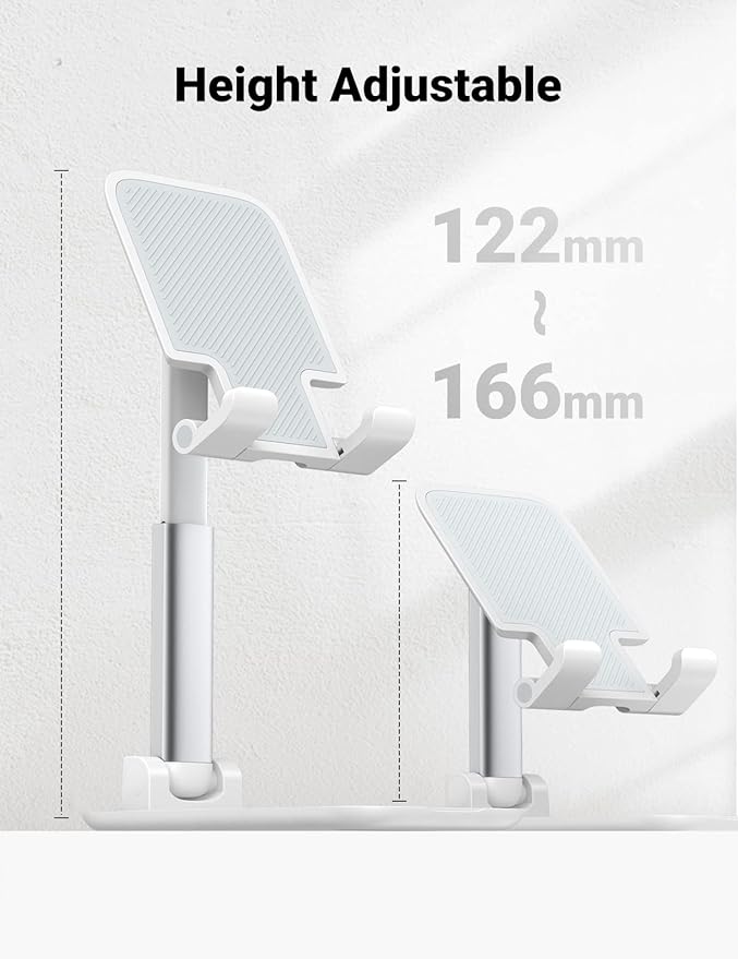 UGREEN Adjustable Foldable Phone Stand for Desk (White / Black)