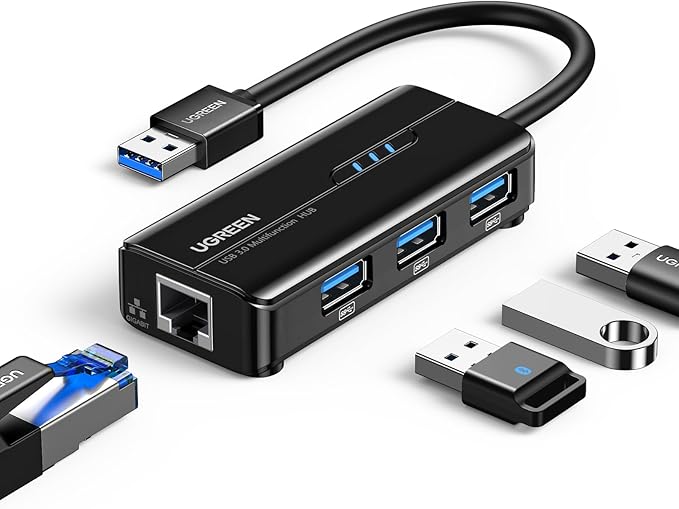 UGREEN 4-in-1 USB 3.0 Hub with Gigabit Ethernet Adapter