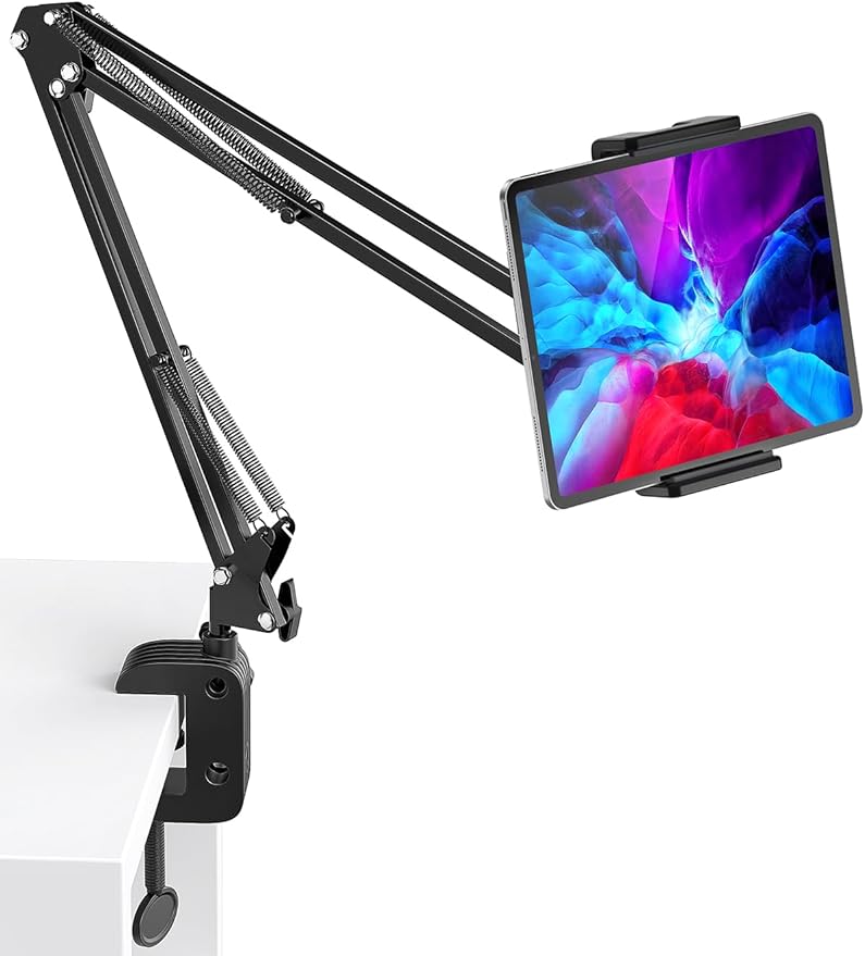 UGREEN iPad Holder Bed Tablet Desk Stand Lazy Long Arm Adjustable 360° Rotating Clamp (Black)