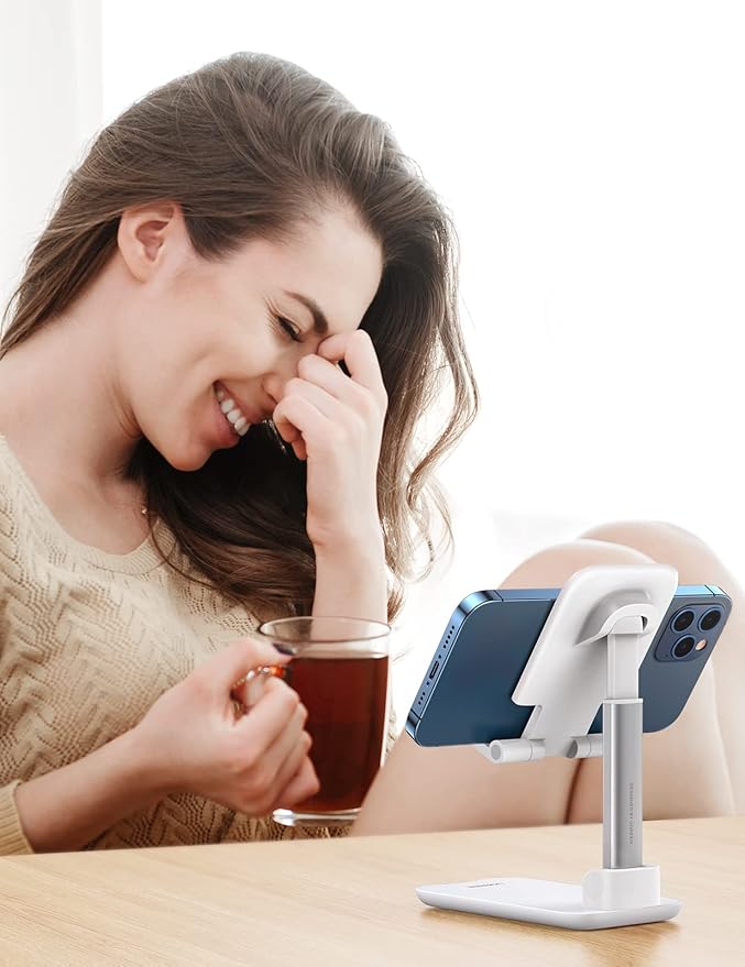 UGREEN Adjustable Foldable Phone Stand for Desk (White / Black)