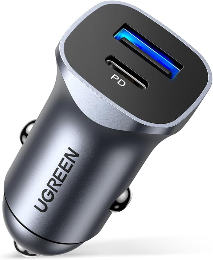 UGREEN 24W USB-C Car Charger (PD 20W & QC 3.0)