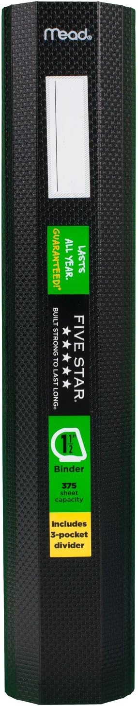 Five Star Binder, 1.5" D-Ring, Includes 3-Pocket Divider