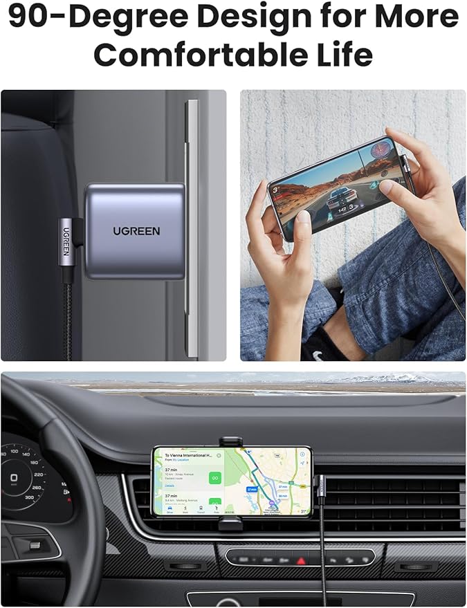 UGREEN 60W USB C to USB C Cable (Right Angle, 1m)