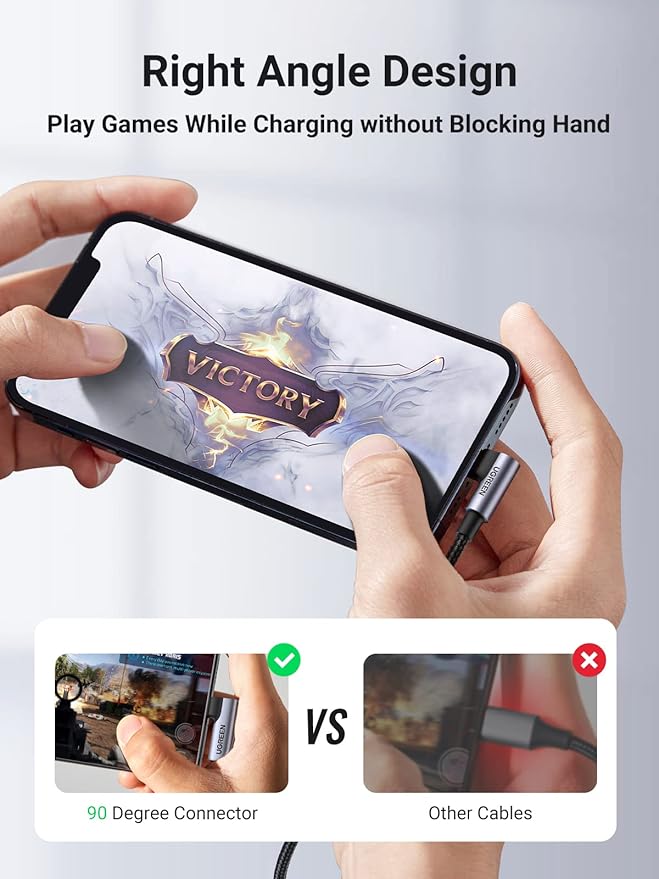 UGREEN USB-A to Lightning Cable (Right Angle, 1m)