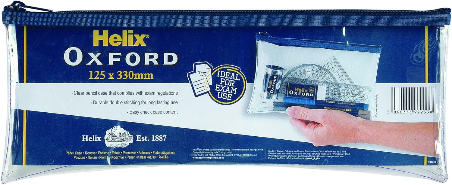 Helix Oxford Pencil Case 13" X 5" Clear