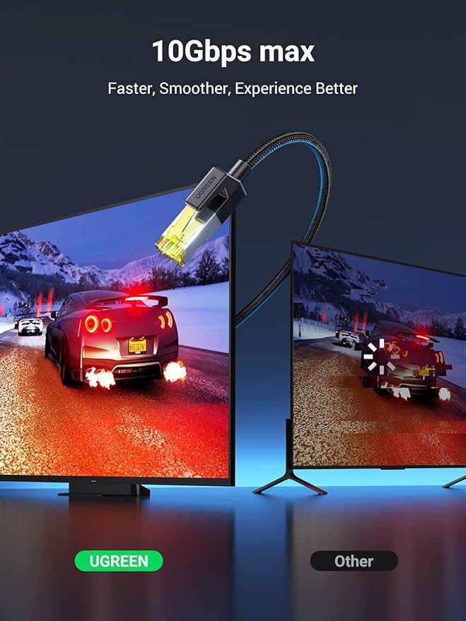 UGREEN Cat7 Ethernet Cable (2m, Braided, Black)