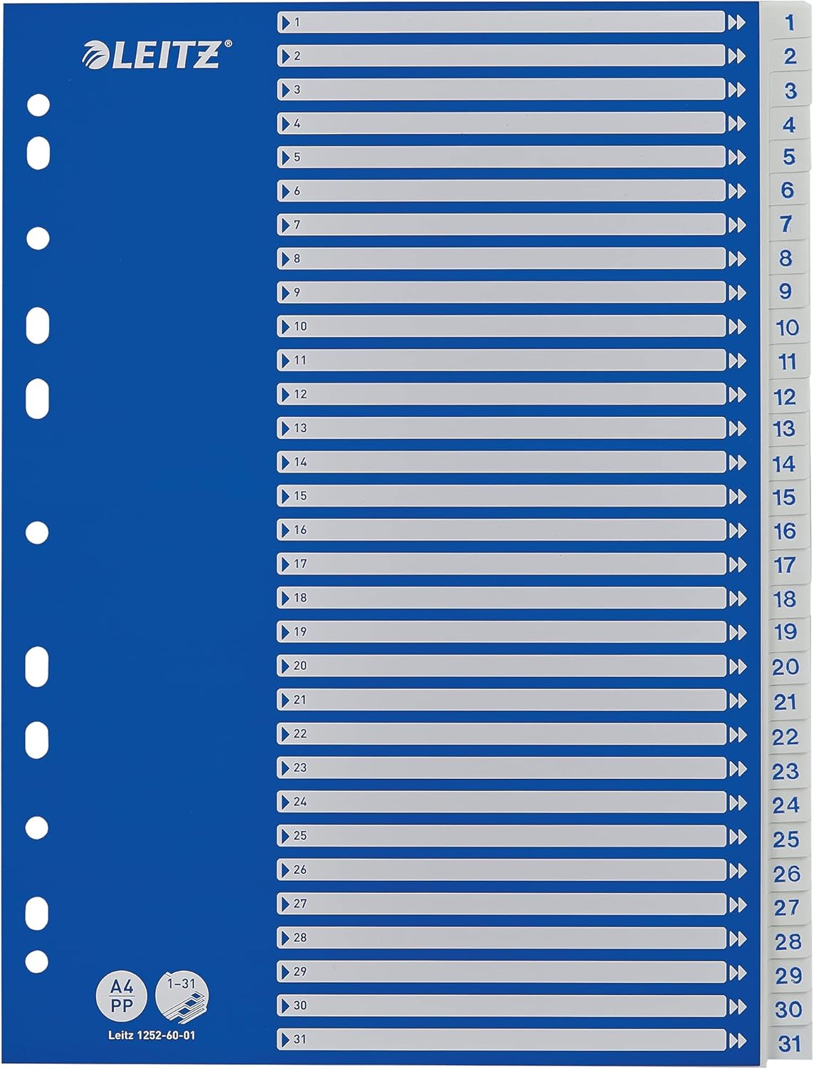Leitz PP Index A4, White, 1–31 Tabs