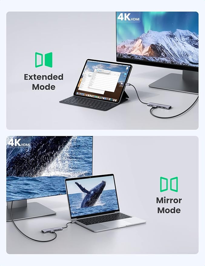 UGREEN USB-C to 2-Port USB 3.0-A Hub + HDMI + TF/SD with PD (Space Gray)