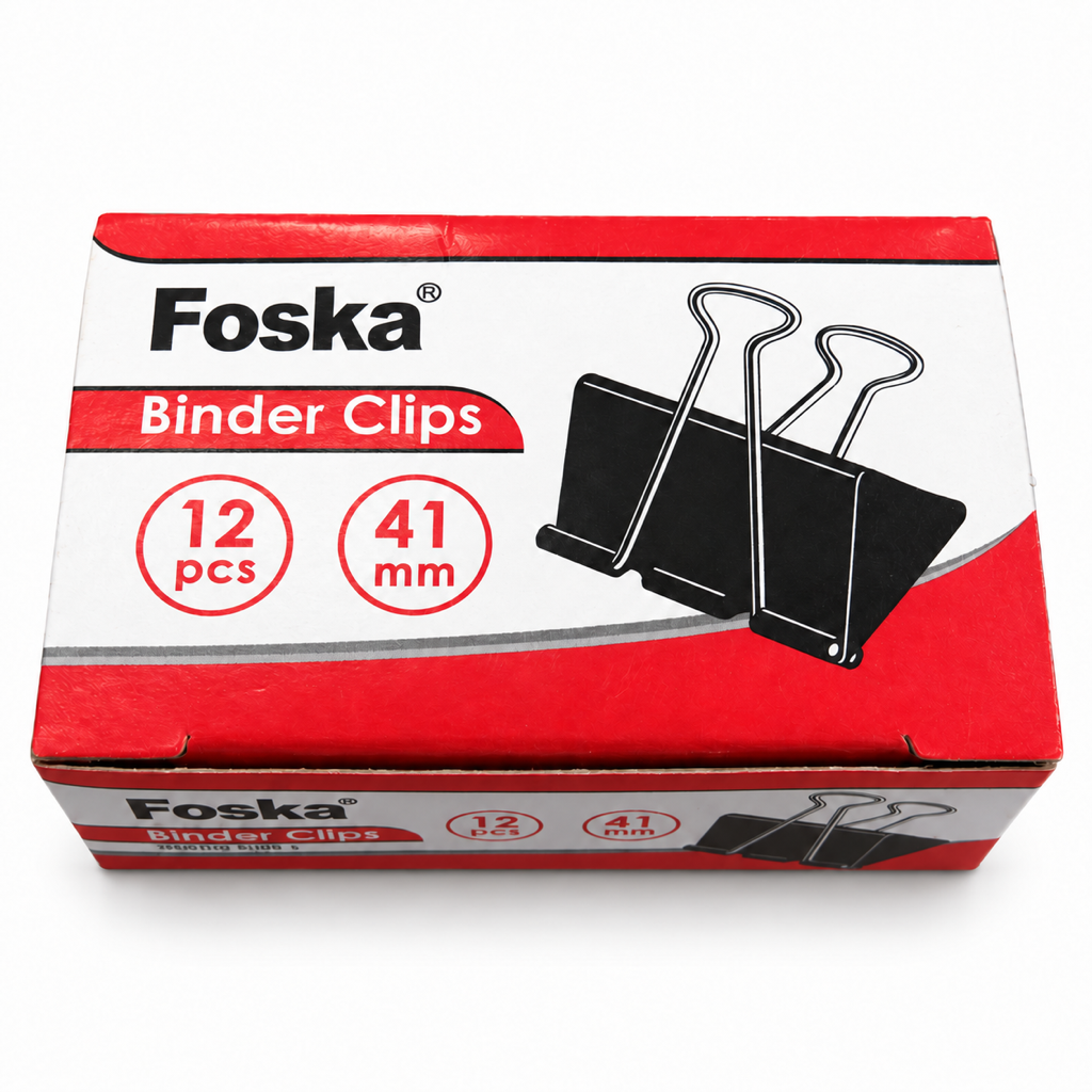 Foska black binder clips 41 mm, box of 12
