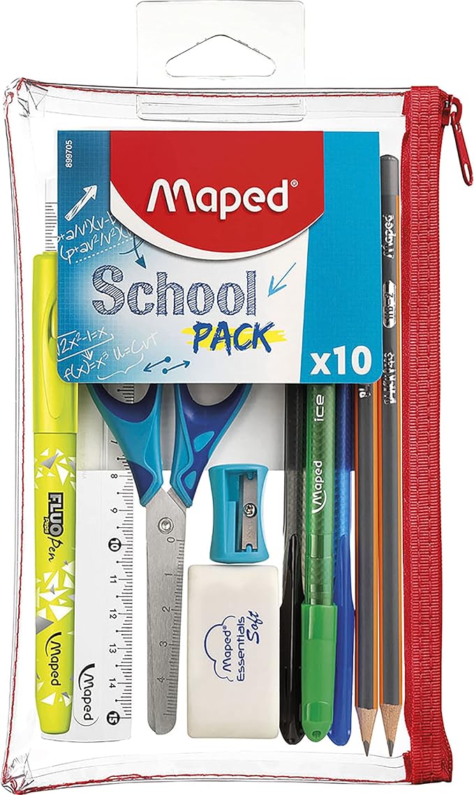 Maped School Pack 10P Transparent Pencil Case