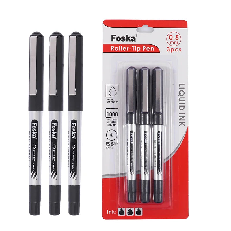 Roller Pen 0.5mm Black Ink – Pack of 3