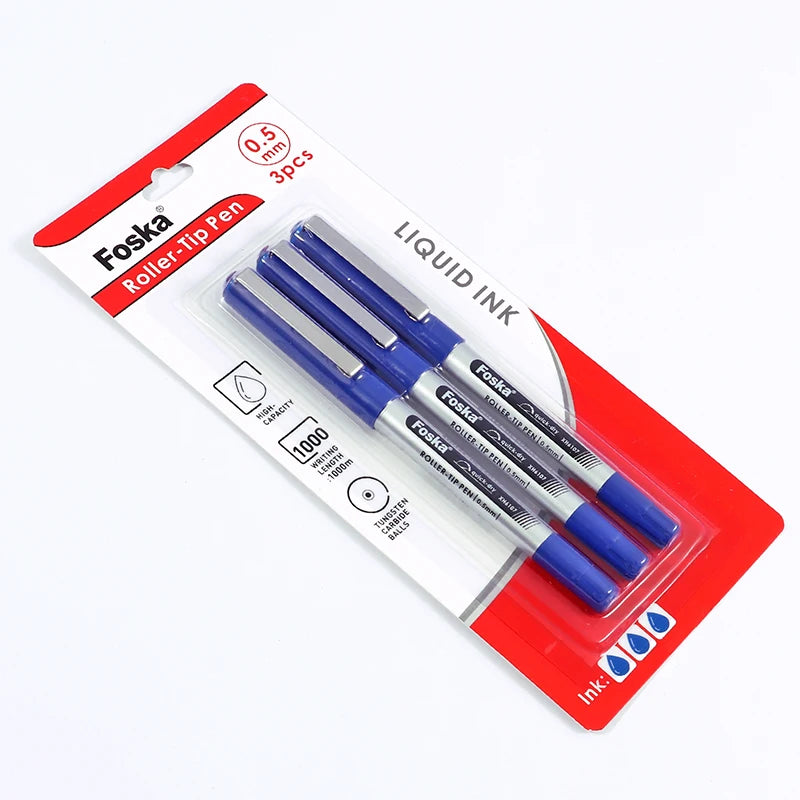 Roller Pen 0.5mm Blue Ink – Pack of 3