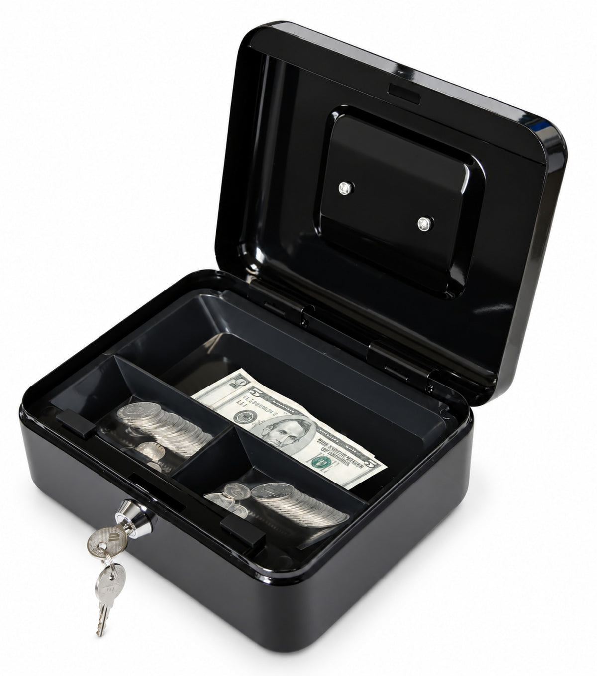 Ashford Safes CB0301 Cash Box (20cm) - Black (key lock) Open Props - Office R Us