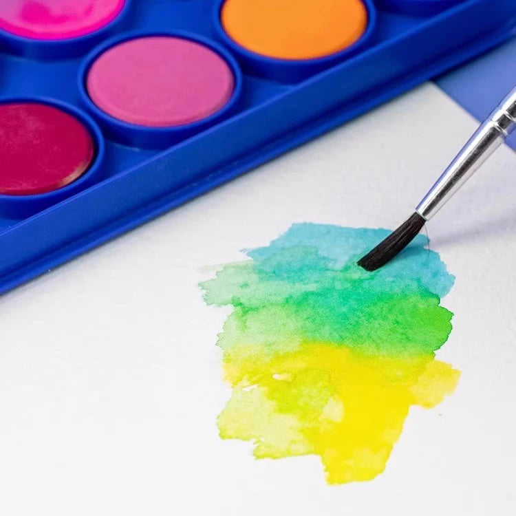 Solid Watercolor Paint Set – 12 Colors with Brush