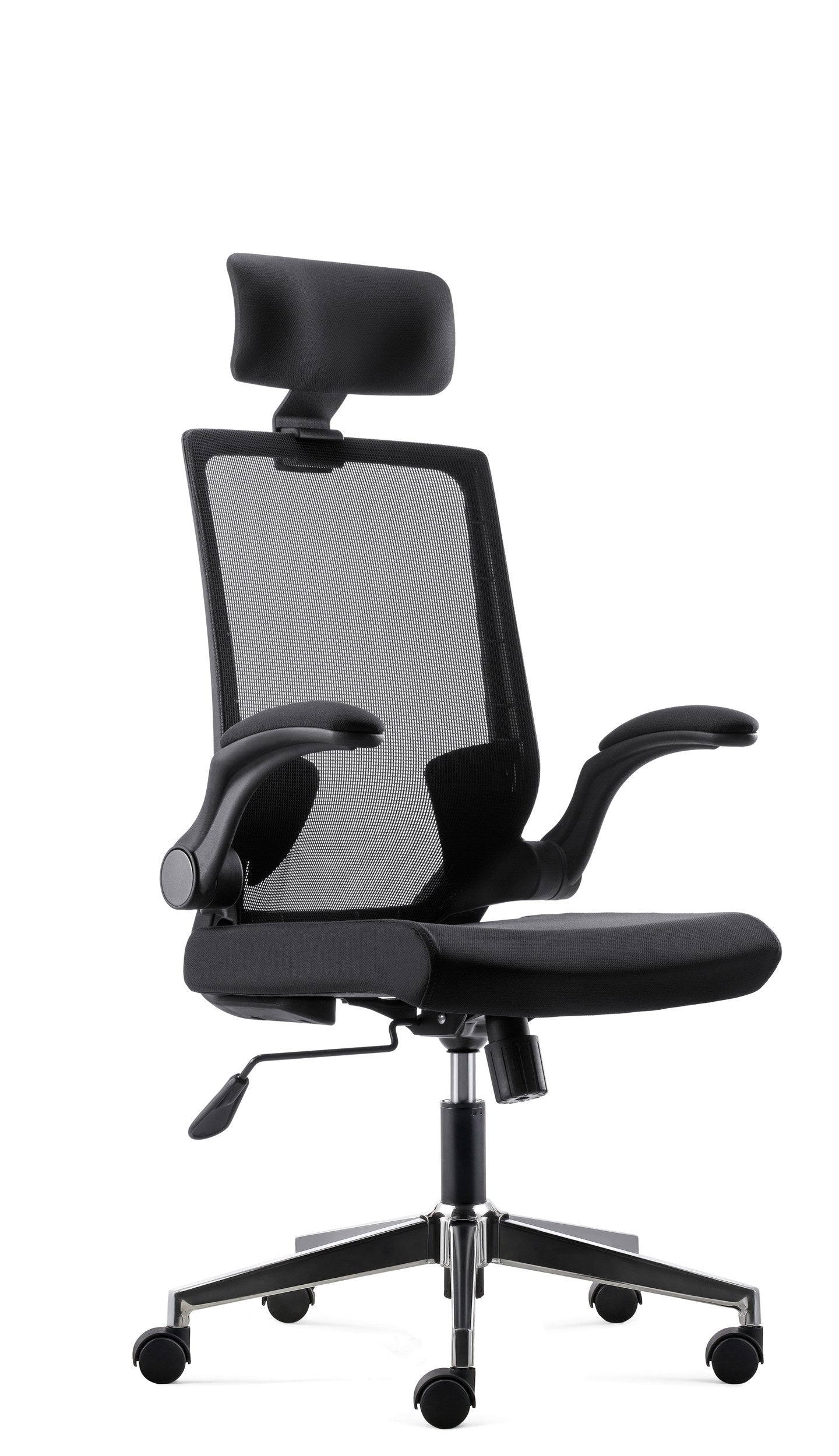 D255(Highback) - Managerial Mesh Chair - Chrome Base Angle - Office R Us
