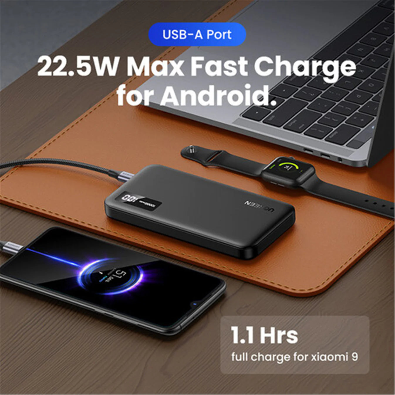 UGREEN 10000mAh Two-Way Fast Charging Power Bank - Black