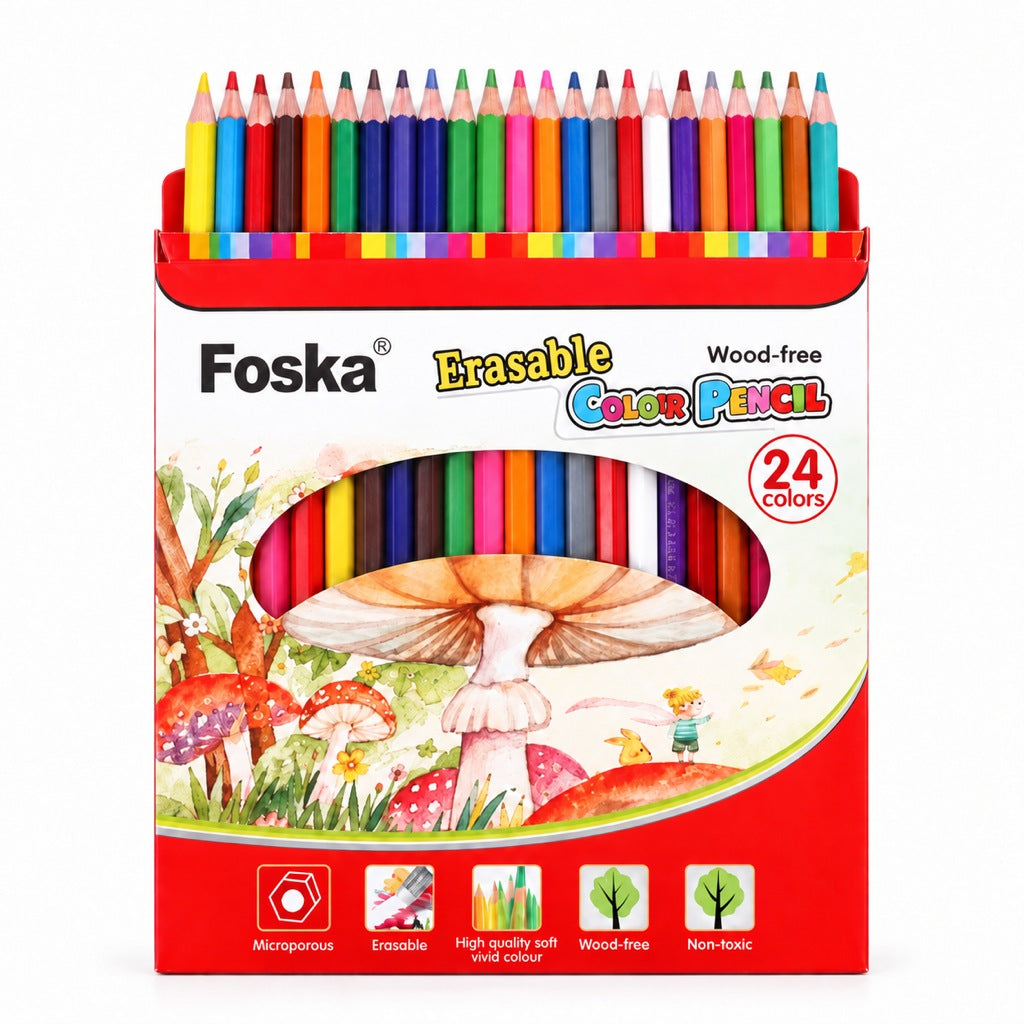 Foska Erasable Color Pencil box, 24 colours (CQ3002)