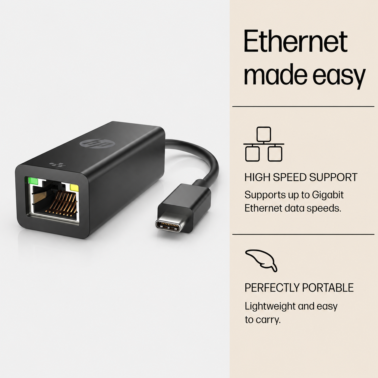 HP USB-C to RJ45 Adapter - Black (4Z534AA)
