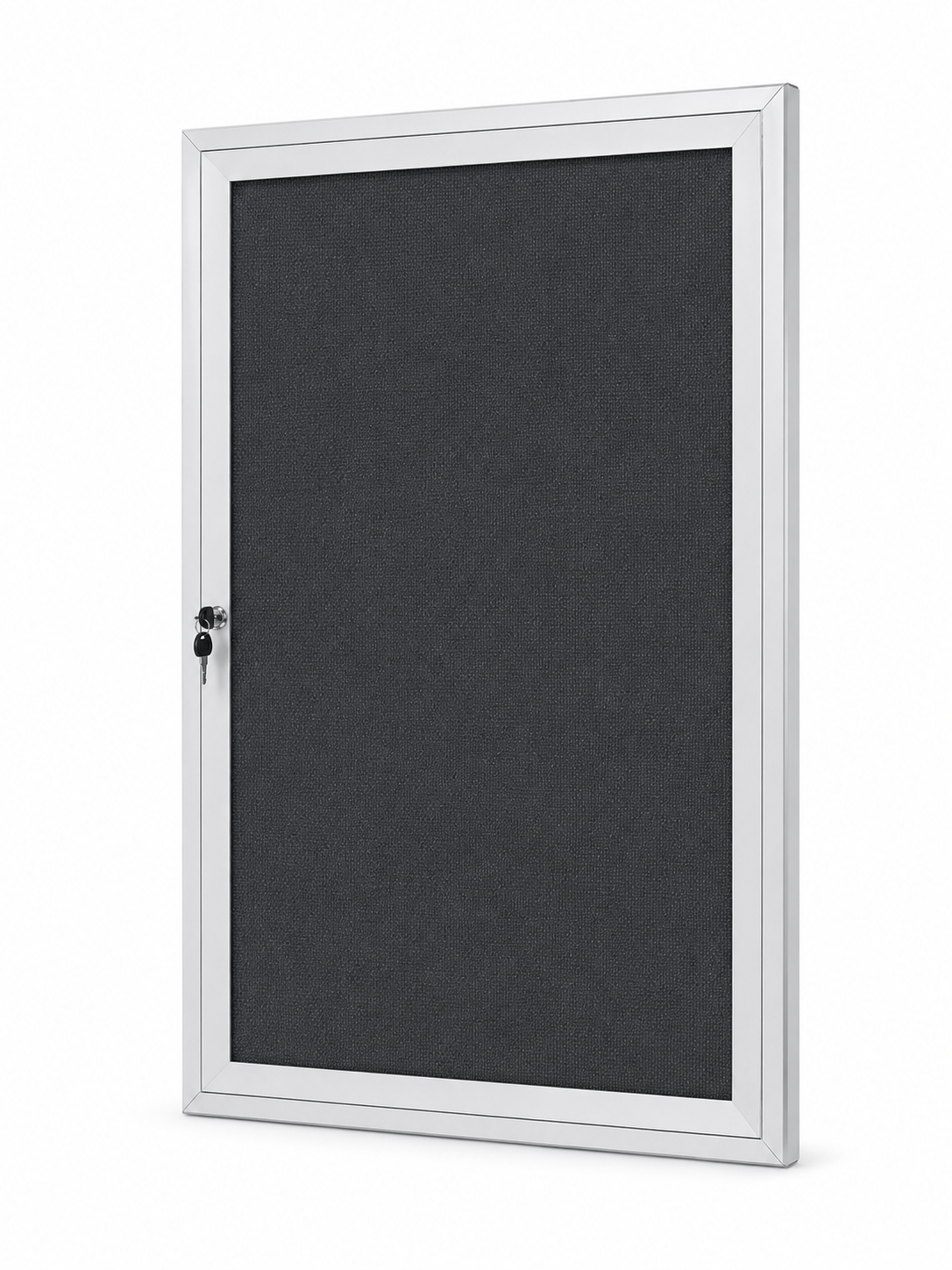 90 x 60 CM Notice Board With Door And Lock Pin Board For Office And School Grey Felt