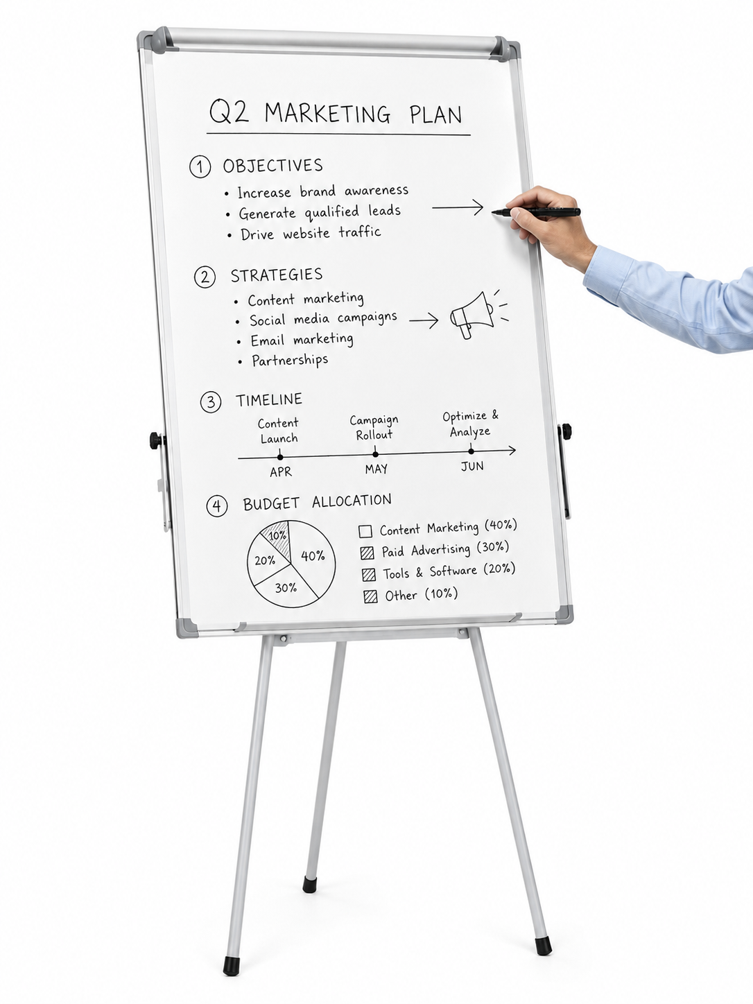 100 x 70 CM Tripod Flipchart Board