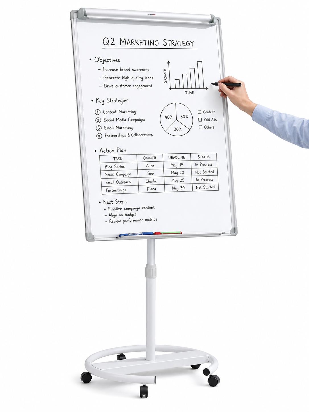 100 x 70 CM Premium Mobile Flipchart Board