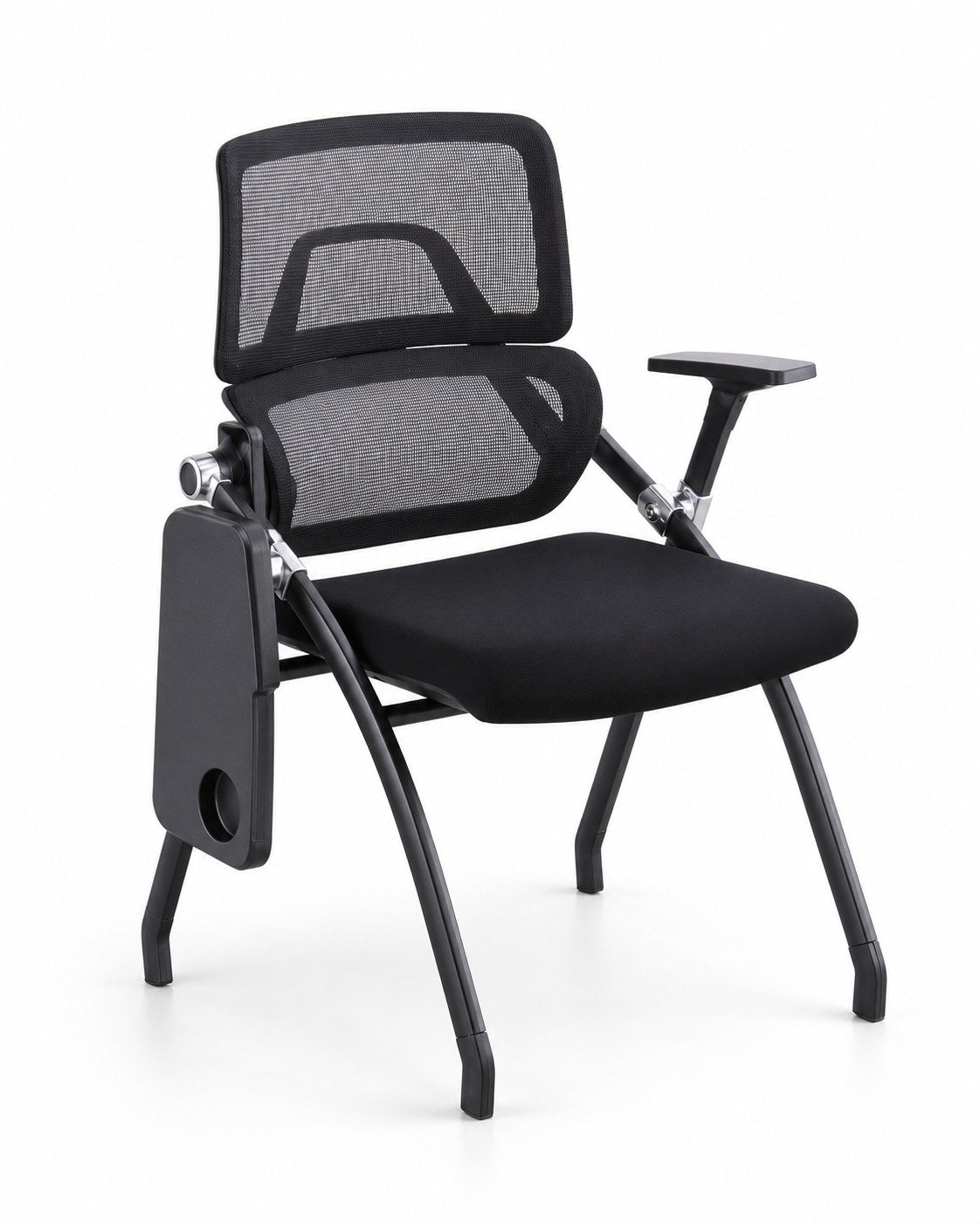 DY-K02 - Folding Training Chair with Writing Pad - Black Writing Pad Stowed - Office R Us
