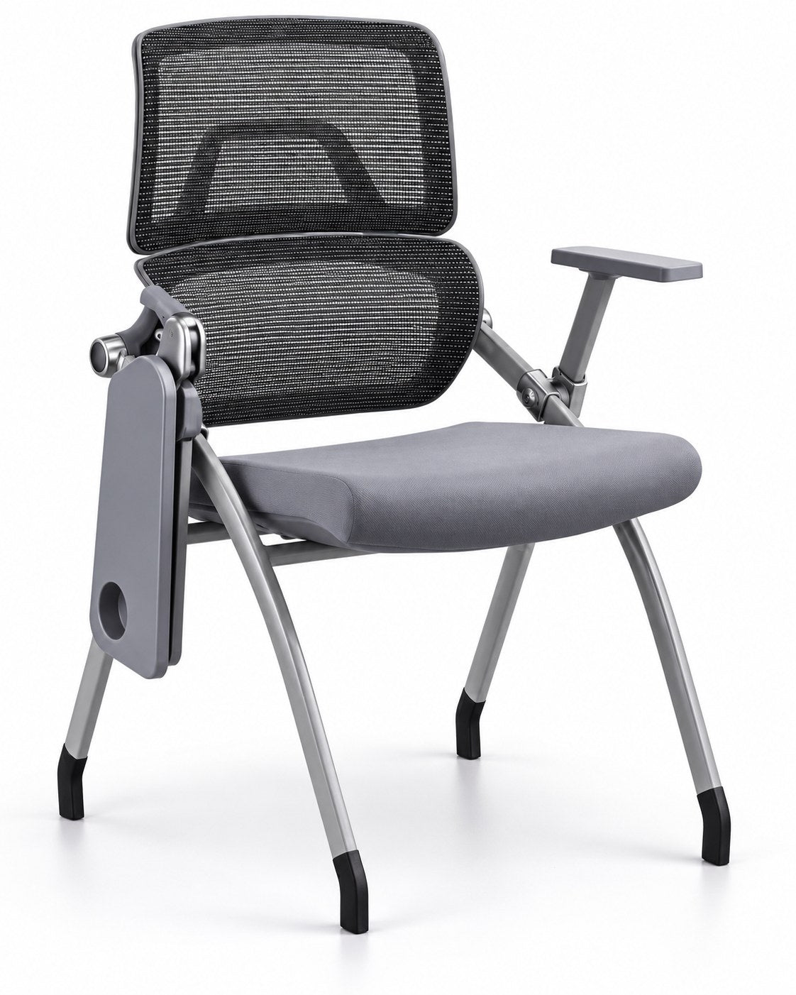 DY-K02 - Folding Training Chair with Writing Pad - Grey Writing Pad Stowed - Office R Us