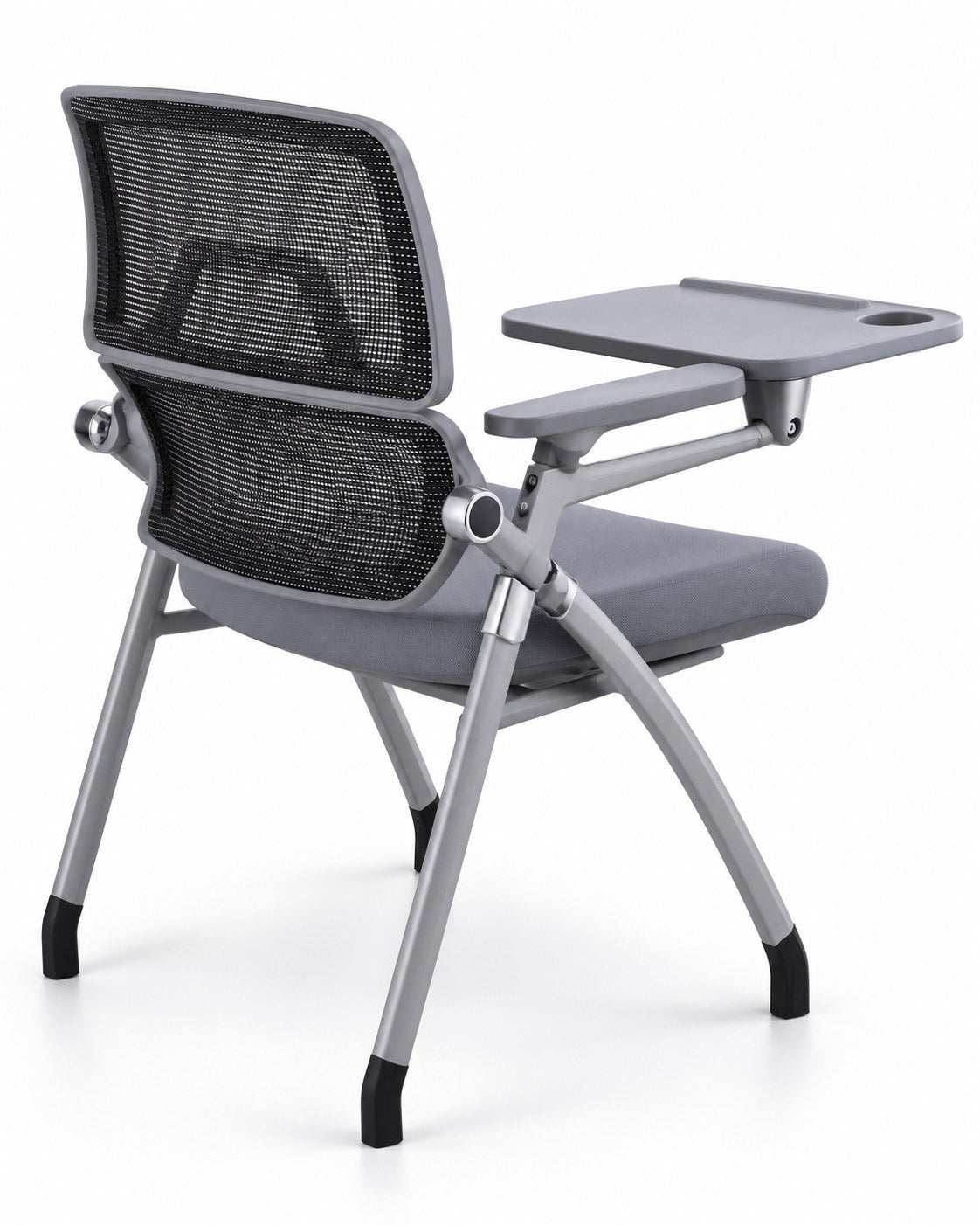 DY-K02 - Folding Training Chair with Writing Pad - Grey Rear Angle - Office R Us