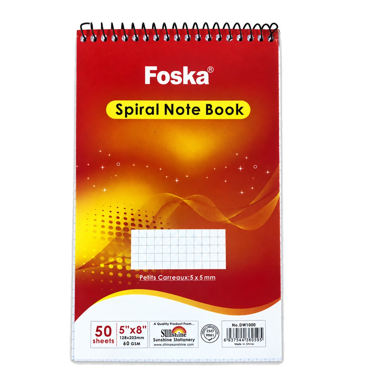 Foska Spiral Note Book 5 x 8 inch grid 5 mm, 50 sheets, front cover