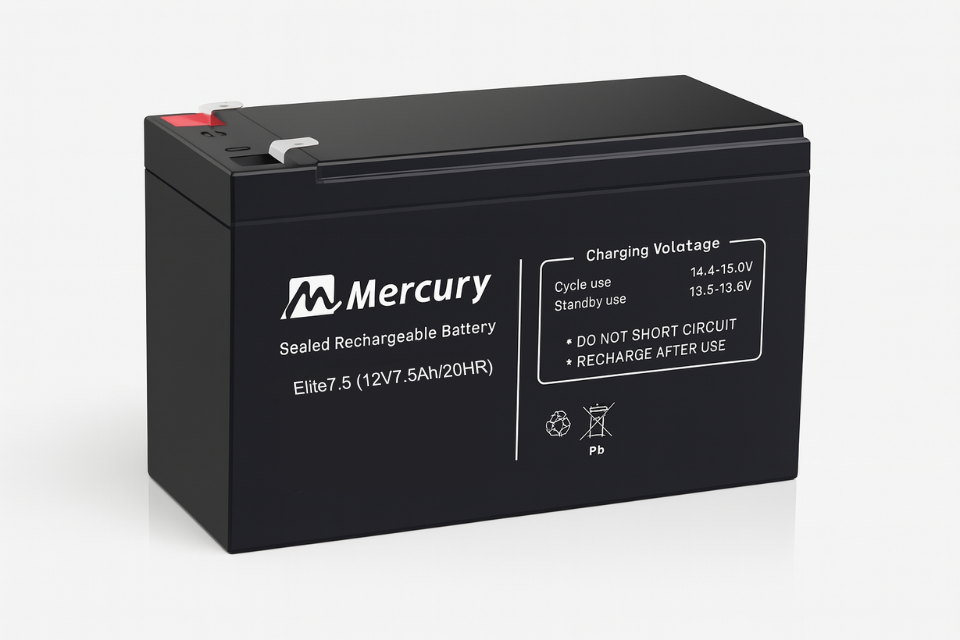 Mercury sealed rechargeable battery on a white background