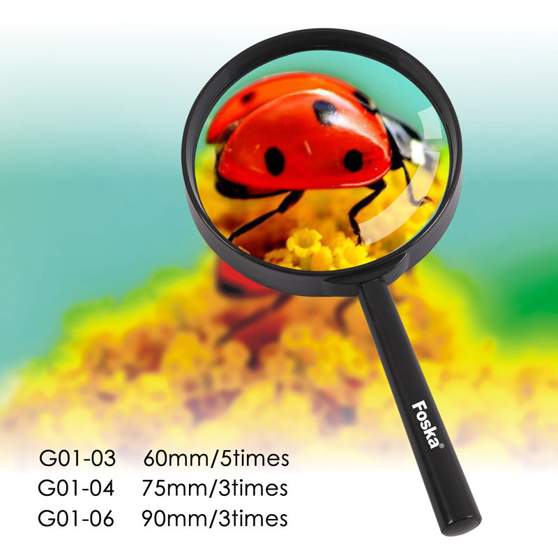Handheld Glass Magnifier 75 mm with Non-Slip Handle – 3x