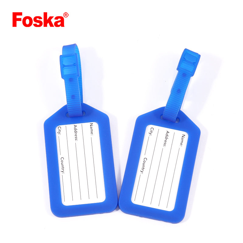 Plastic Luggage Tags with Strap – Pack of 2