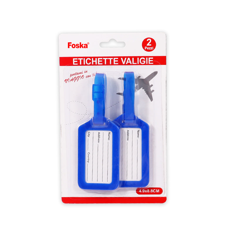 Plastic Luggage Tags with Strap – Pack of 2