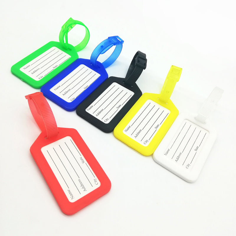 Plastic Luggage Tags with Strap – Pack of 2