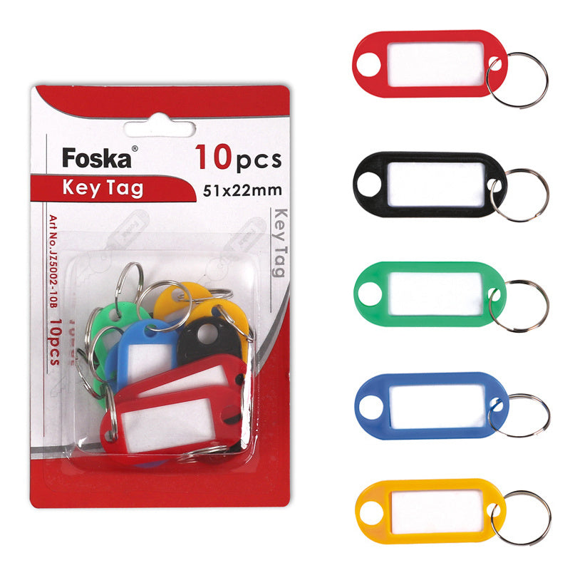Hard Plastic Name Card Key Ring Tags – Pack of 10