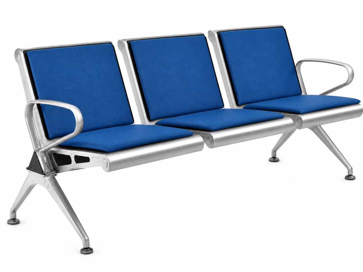 Concourse 3 Seater - Padded Steel Waiting Chair - Blue - Office R Us