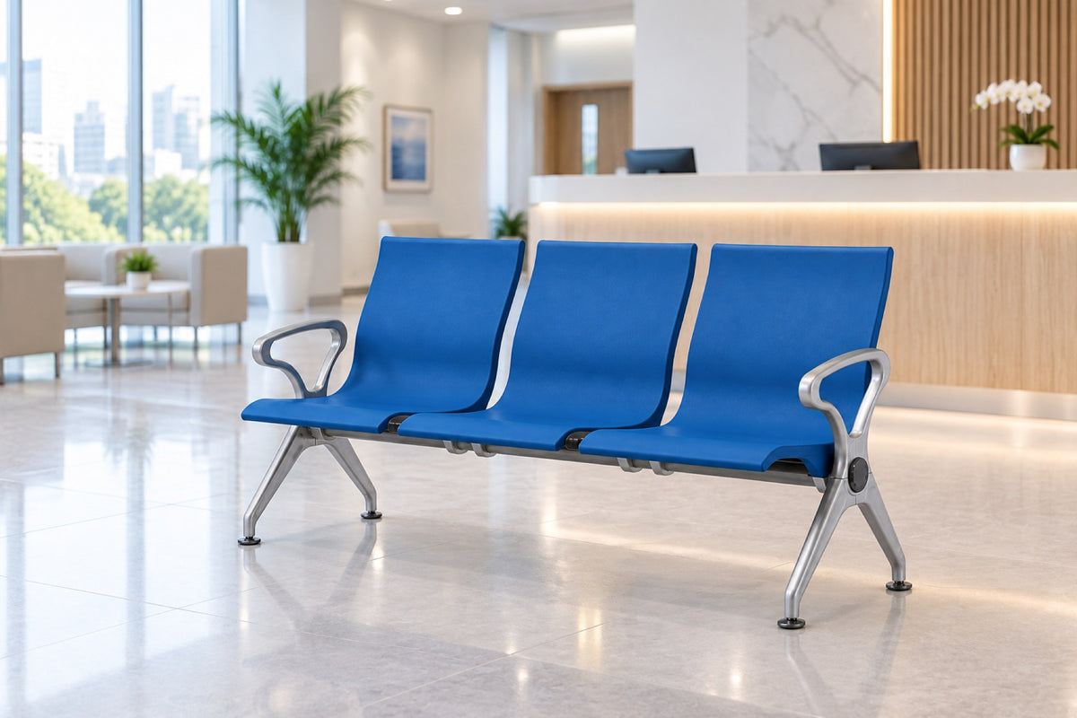 Embassy 3 Seater - PU Waiting Chair - Blue Lifestyle - Office R Us