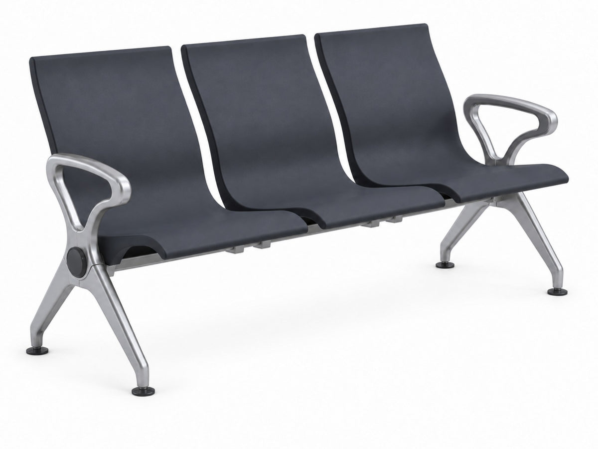 Embassy 3 Seater - PU Waiting Chair - Grey Angle View - Office R Us