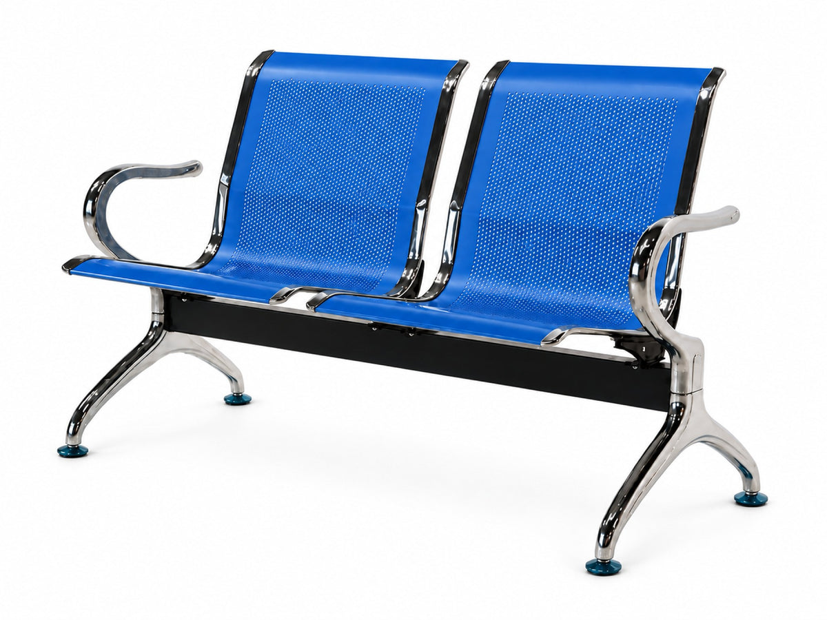 Gateway 2 Seater - Chrome Waiting Chair - Blue - Office R Us