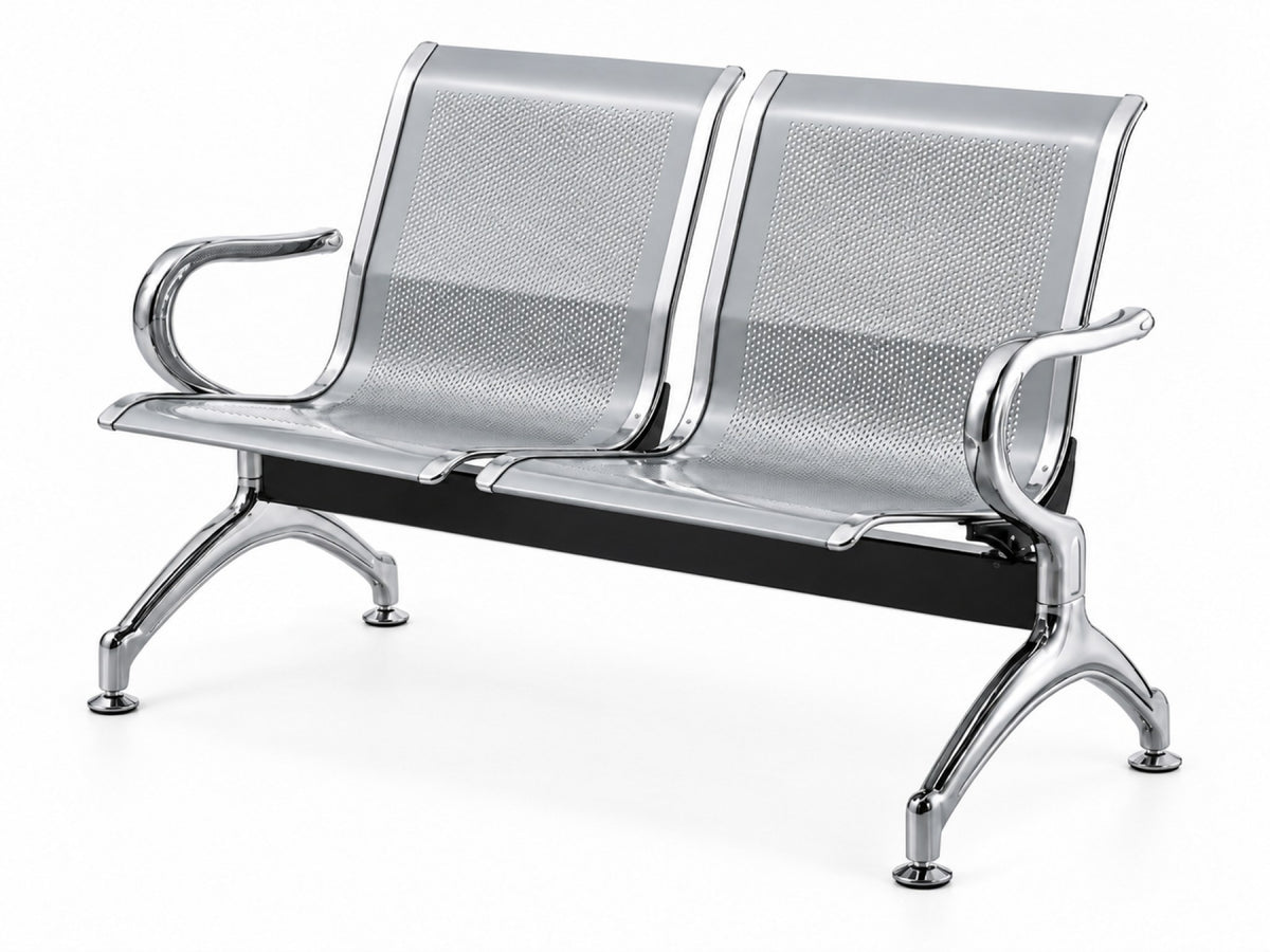 Gateway 2 Seater - Chrome Waiting Chair - Silver Angle View - Office R Us