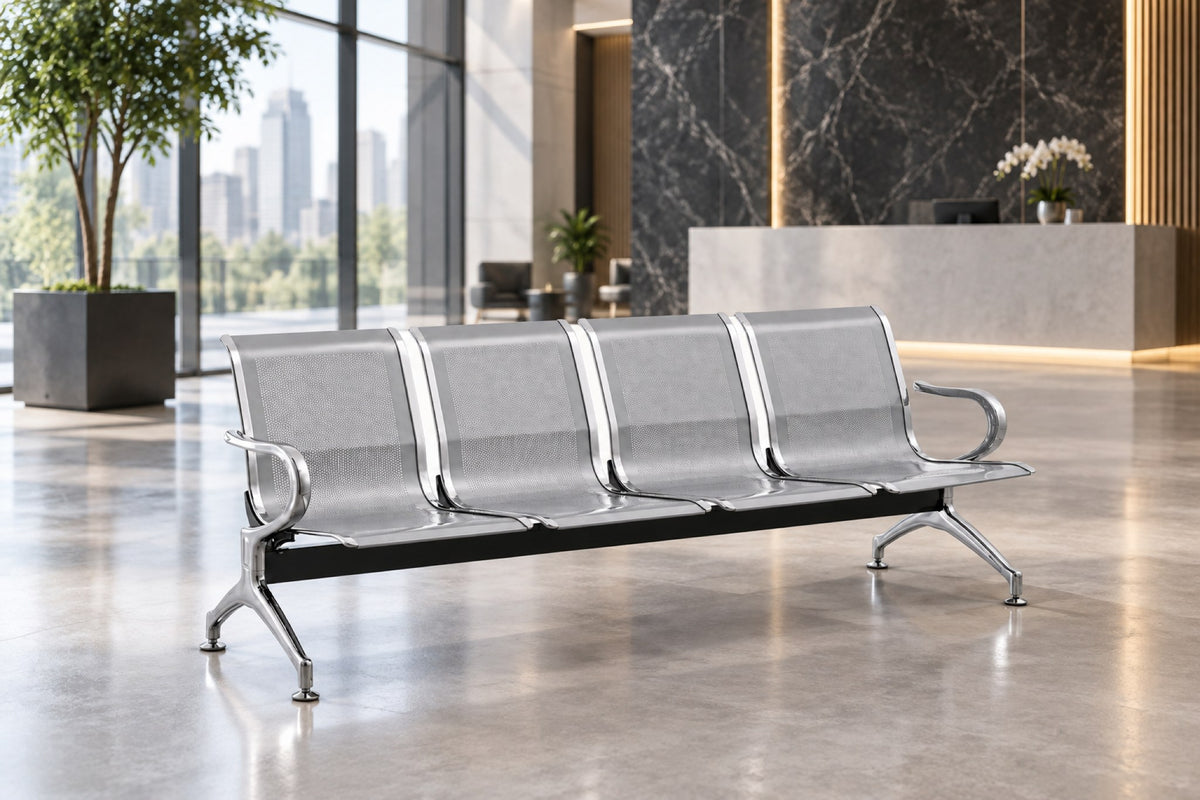 Gateway 4 Seater - Chrome Waiting Chair - Silver Lifestyle - Office R Us