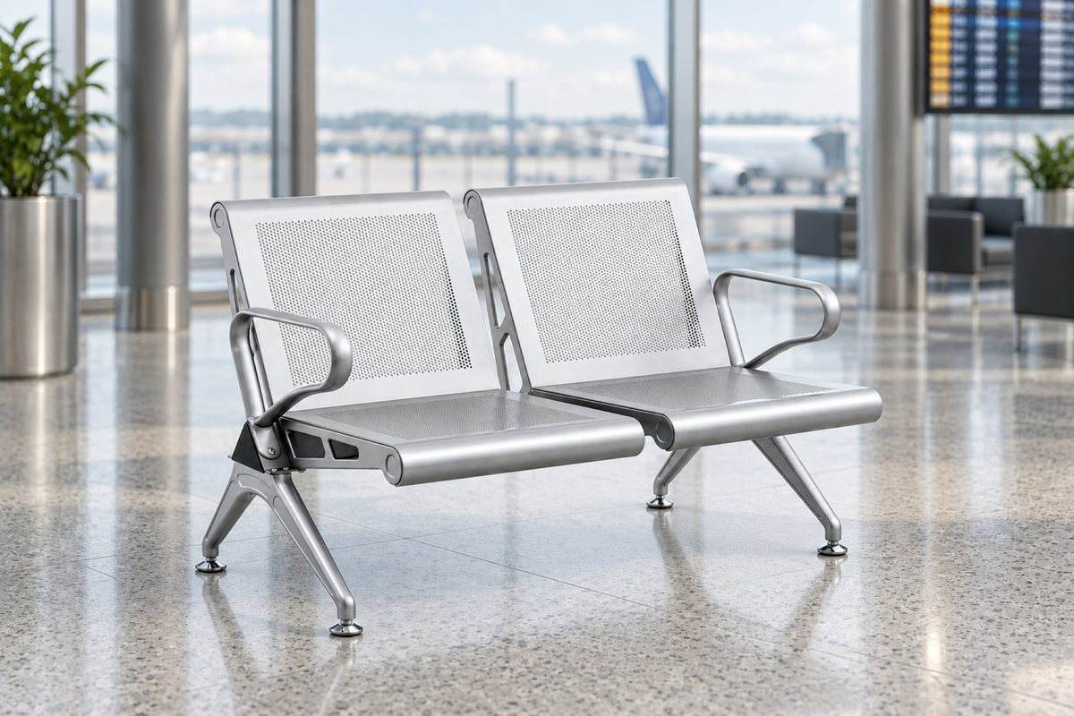 Transit 2 Seater - Steel Waiting Chair - Silver Lifestyle - Office R Us