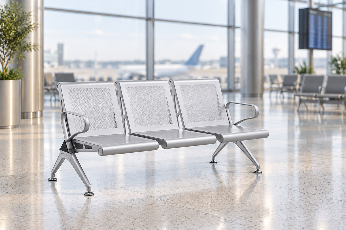 Transit 3 Seater - Steel Waiting Chair - Silver Lifestyle - Office R Us