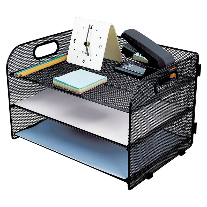 Iron 3-Tier Desktop Document Storage Rack